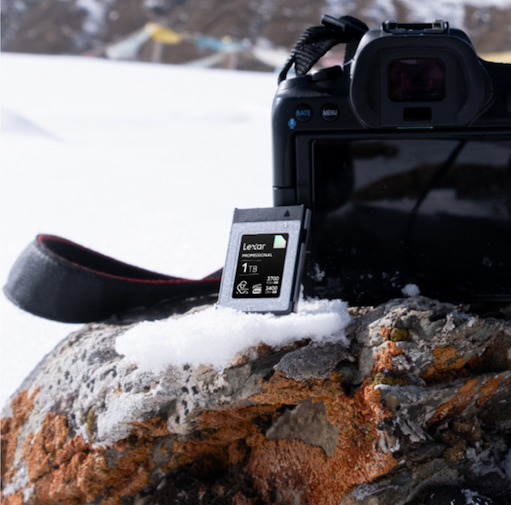 Cold weather photography using a Lexar memory card.