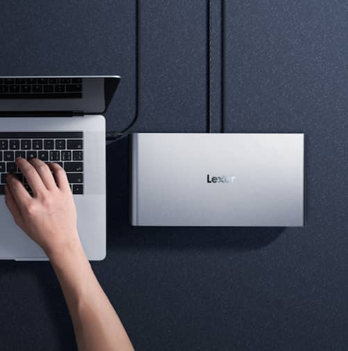 The Lexar External Workflow Docking Station from above.