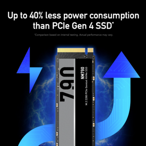 Lexar NM790 SSD uses up to 40% less power consumption than PCI3 Gen 3 SSDs.